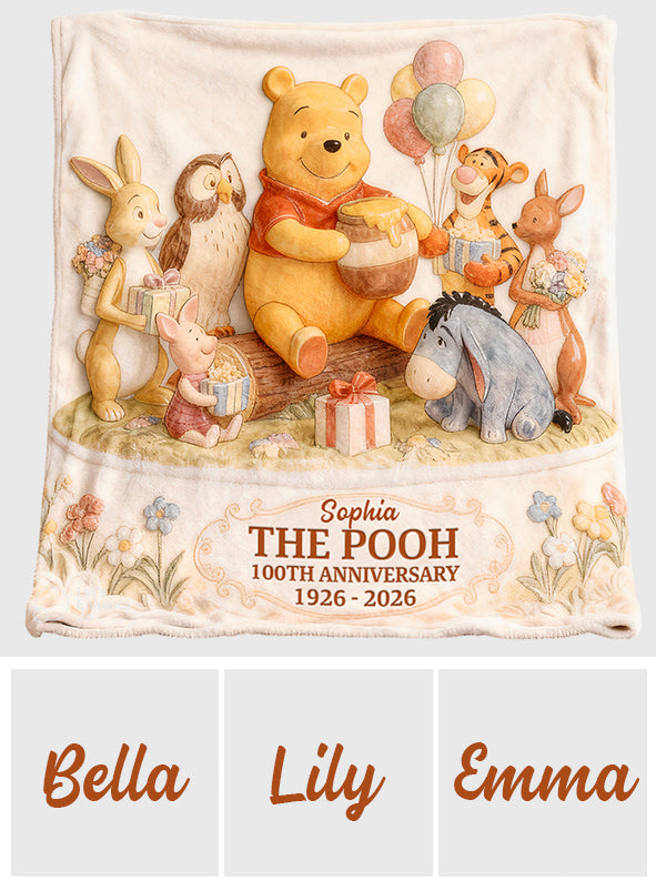 Personalized 100th Anniversary Winnie the Pooh Blanket Gift Blanket GradoCreations