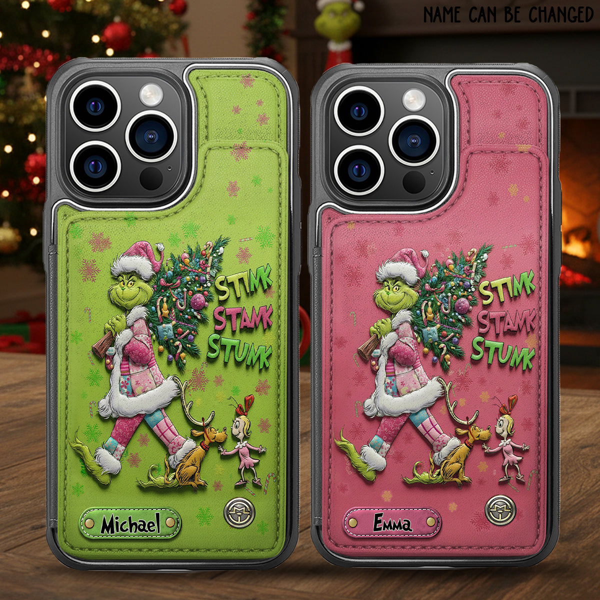 Personalized Grinch Christmas Wallet Phone Case Gift for Mom/Dad Fully Printed Wallet Phone Case GradoCreations