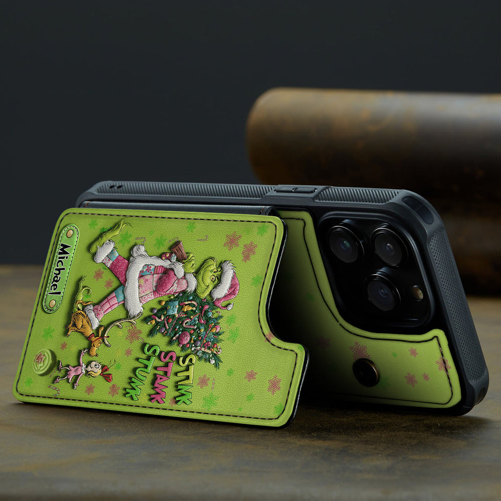 Personalized Grinch Christmas Wallet Phone Case Gift for Mom/Dad Fully Printed Wallet Phone Case GradoCreations