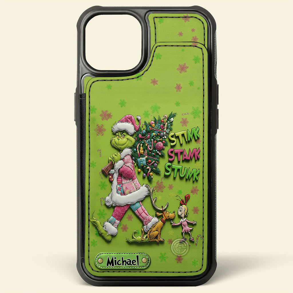 Personalized Grinch Christmas Wallet Phone Case Gift for Mom/Dad Fully Printed Wallet Phone Case GradoCreations