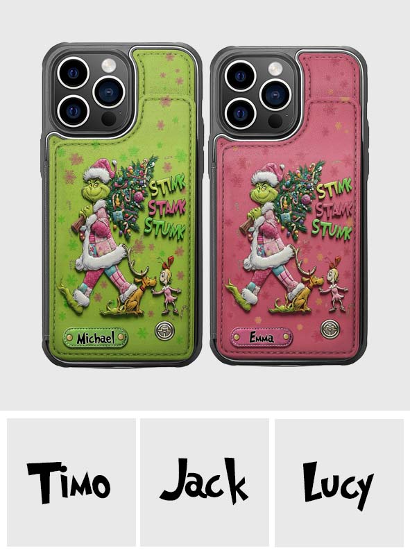 Personalized Grinch Christmas Wallet Phone Case Gift for Mom/Dad Fully Printed Wallet Phone Case GradoCreations