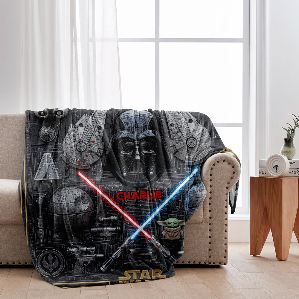 Personalized Star Wars Blanket Custom Name Gift for Fans Blanket GradoCreations