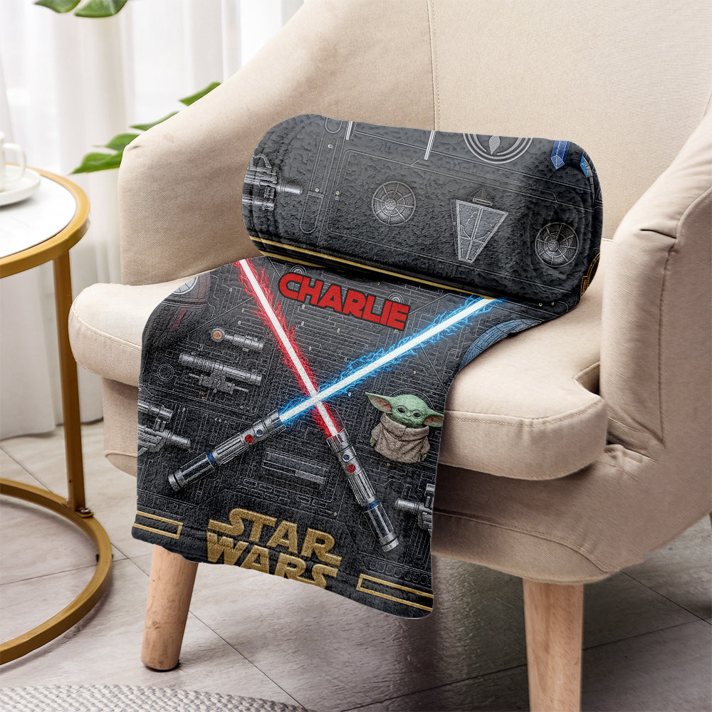 Personalized Star Wars Blanket Custom Name Gift for Fans Blanket GradoCreations