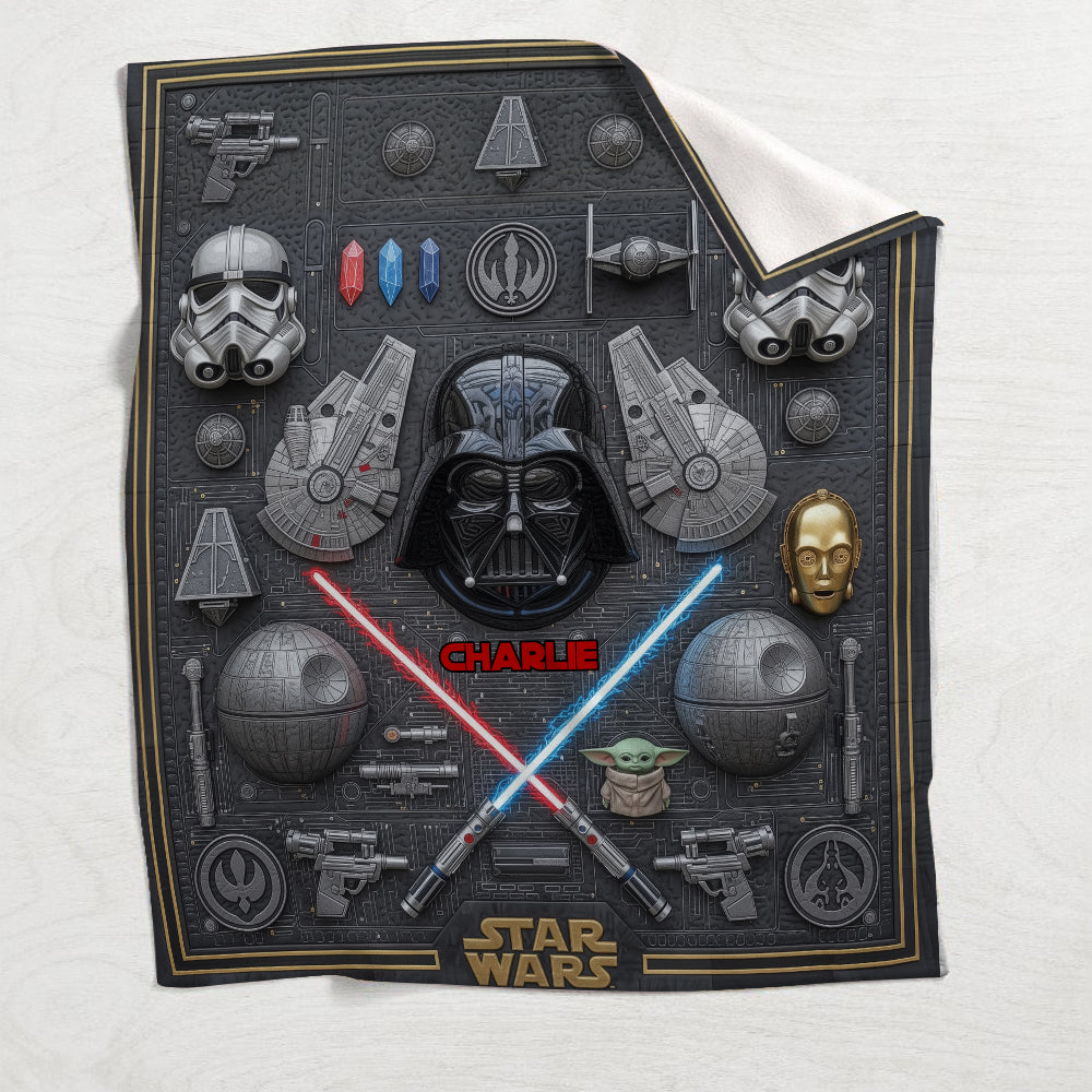 Personalized Star Wars Blanket Custom Name Gift for Fans Blanket GradoCreations