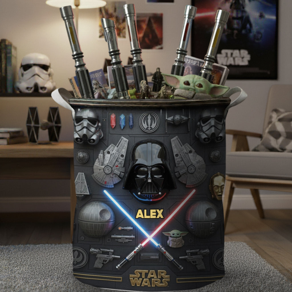 Personalized Star Wars Storage Basket Custom Name Durable Polyester Gift for Kids Laundry Basket GradoCreations