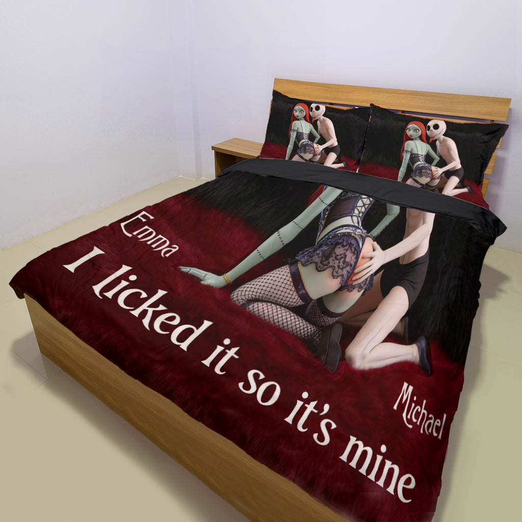 Personalized Nightmare Bedding Set with Custom Names for Couples Bedding Set GradoCreations