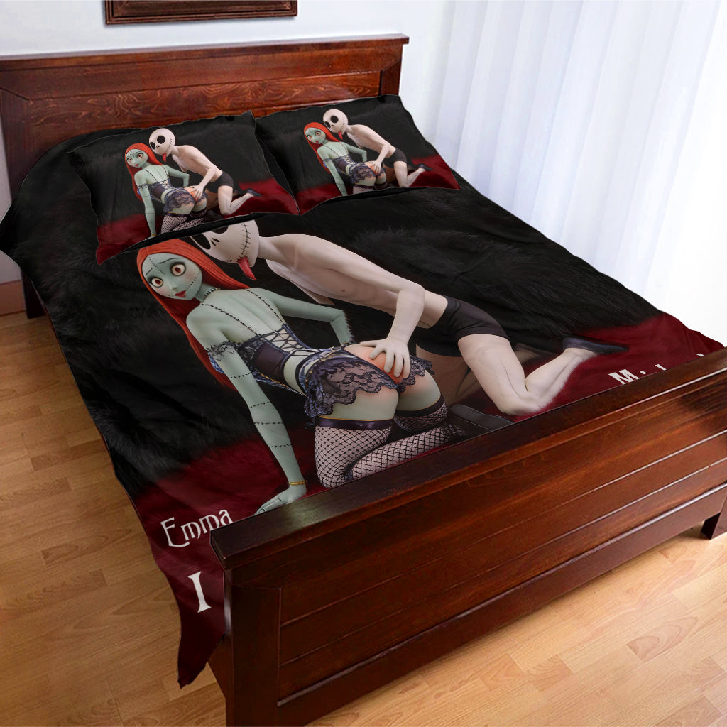 Personalized Nightmare Bedding Set with Custom Names for Couples Bedding Set GradoCreations