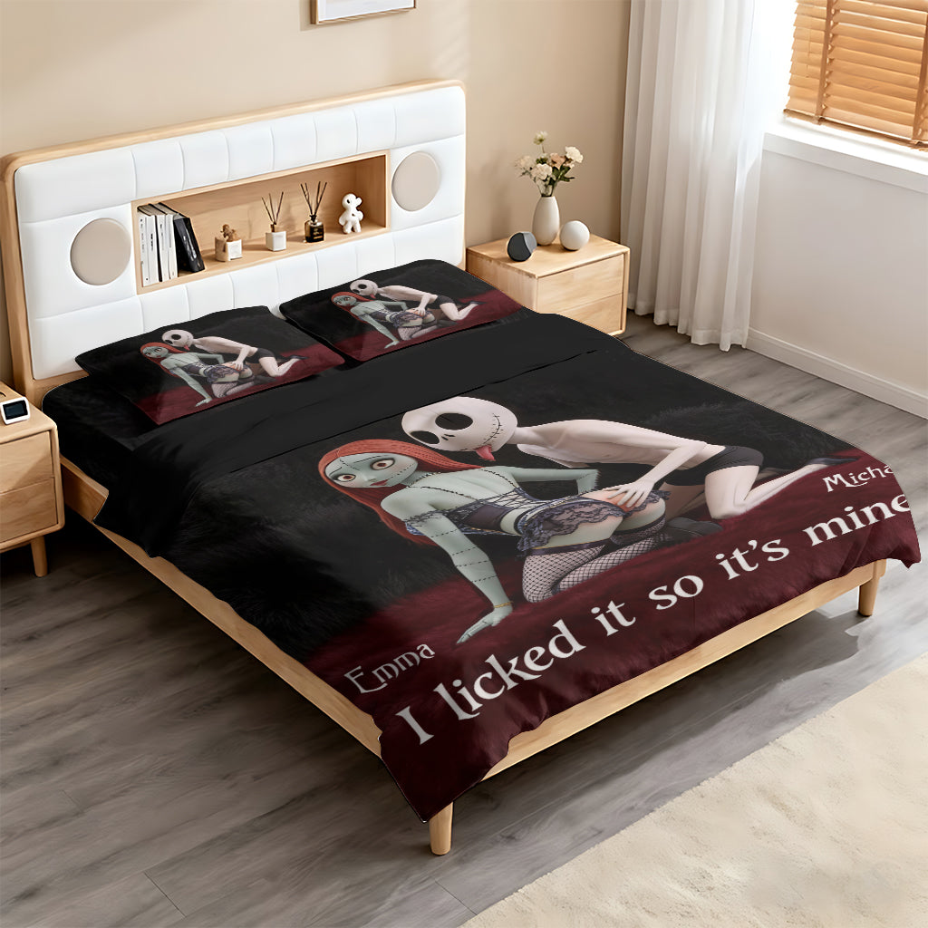 Personalized Nightmare Bedding Set with Custom Names for Couples Bedding Set GradoCreations