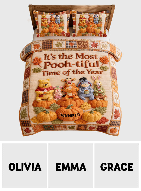Personalized Honey Bear Quilt Set Autumn Vibes for Kids Quilt Set GradoCreations