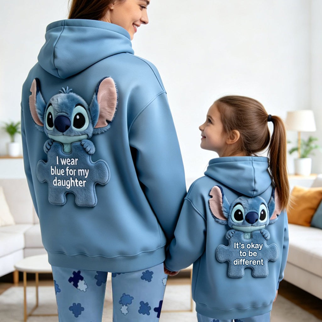Personalized Autism Awareness Hoodie & Leggings Set for Mom & Daughter - Blue Puzzle Design Hoodie & Leggings GradoCreations