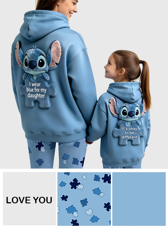 Personalized Autism Awareness Hoodie & Leggings Set for Mom & Daughter - Blue Puzzle Design Hoodie & Leggings GradoCreations