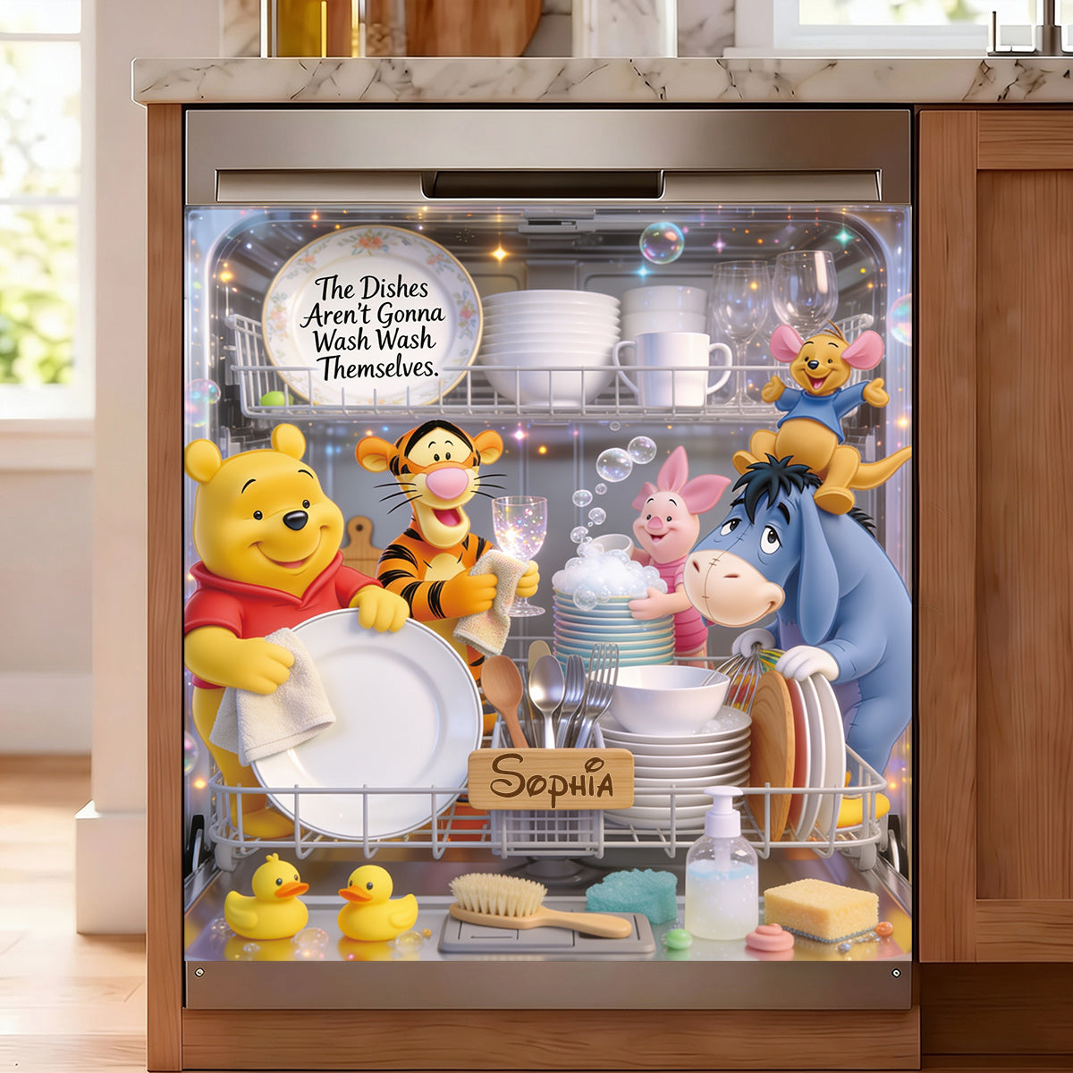 Personalized Winnie the Pooh Dishwasher Cover Custom Name Gift Dishwasher Cover GradoCreations