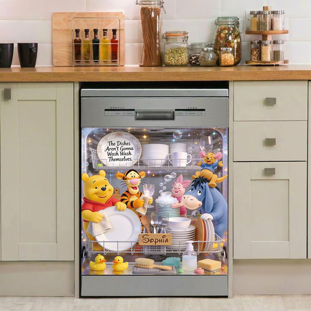 Personalized Winnie the Pooh Dishwasher Cover Custom Name Gift Dishwasher Cover GradoCreations