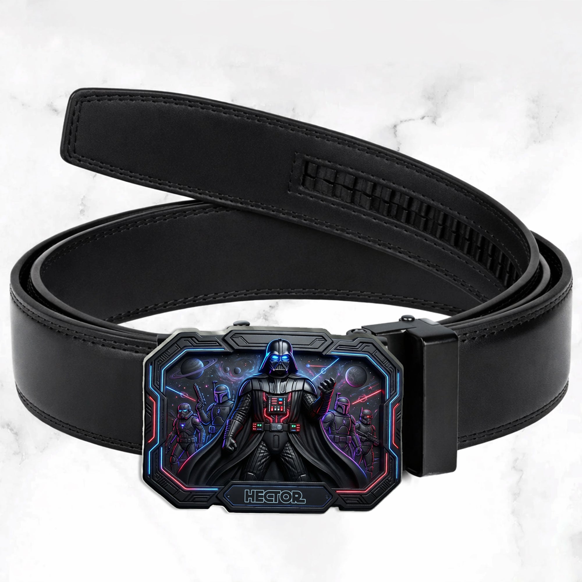 Personalized Star Wars Leather Belt with Custom Buckle Gift for Him Leather Belt With Shaped Buckle GradoCreations
