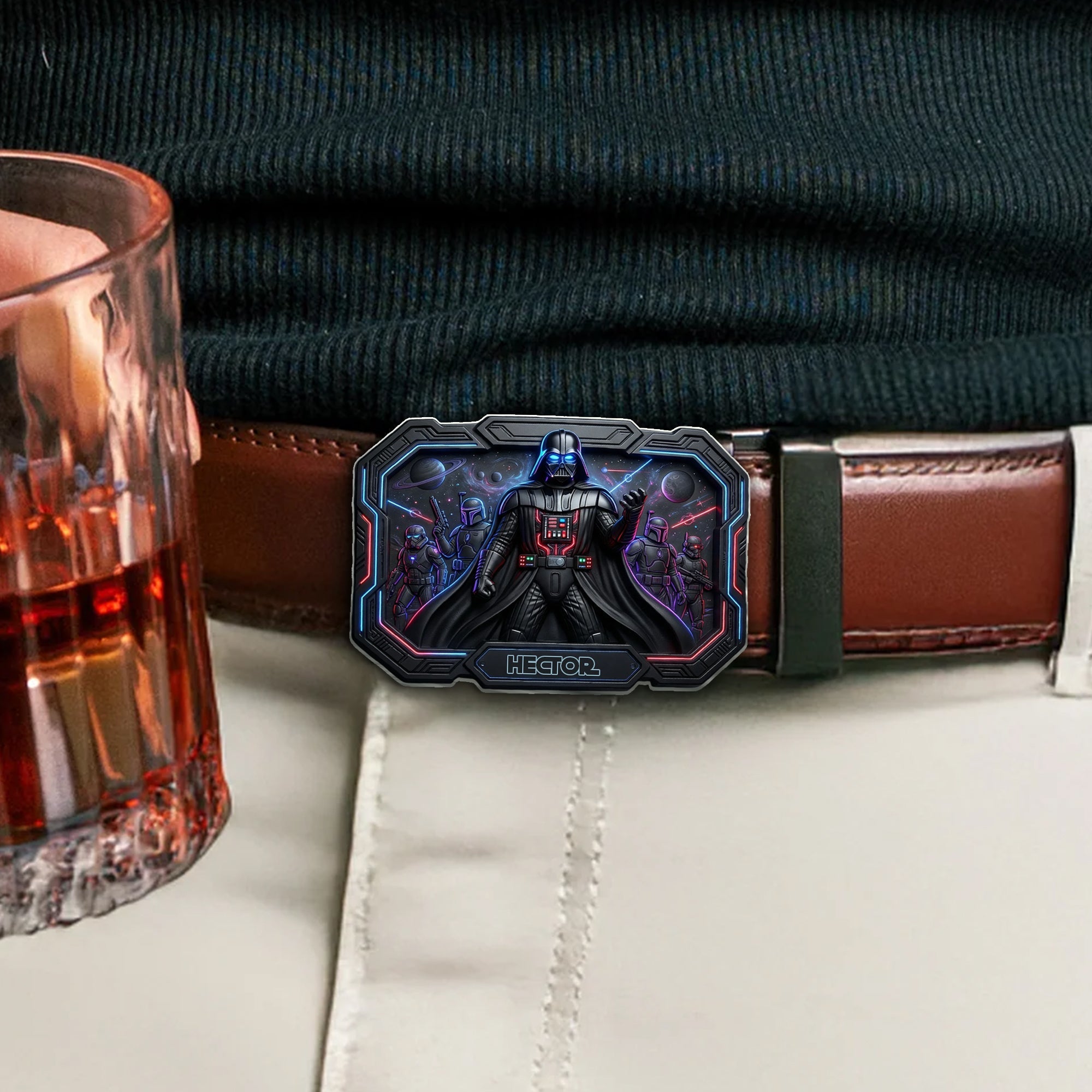 Personalized Star Wars Leather Belt with Custom Buckle Gift for Him Leather Belt With Shaped Buckle GradoCreations