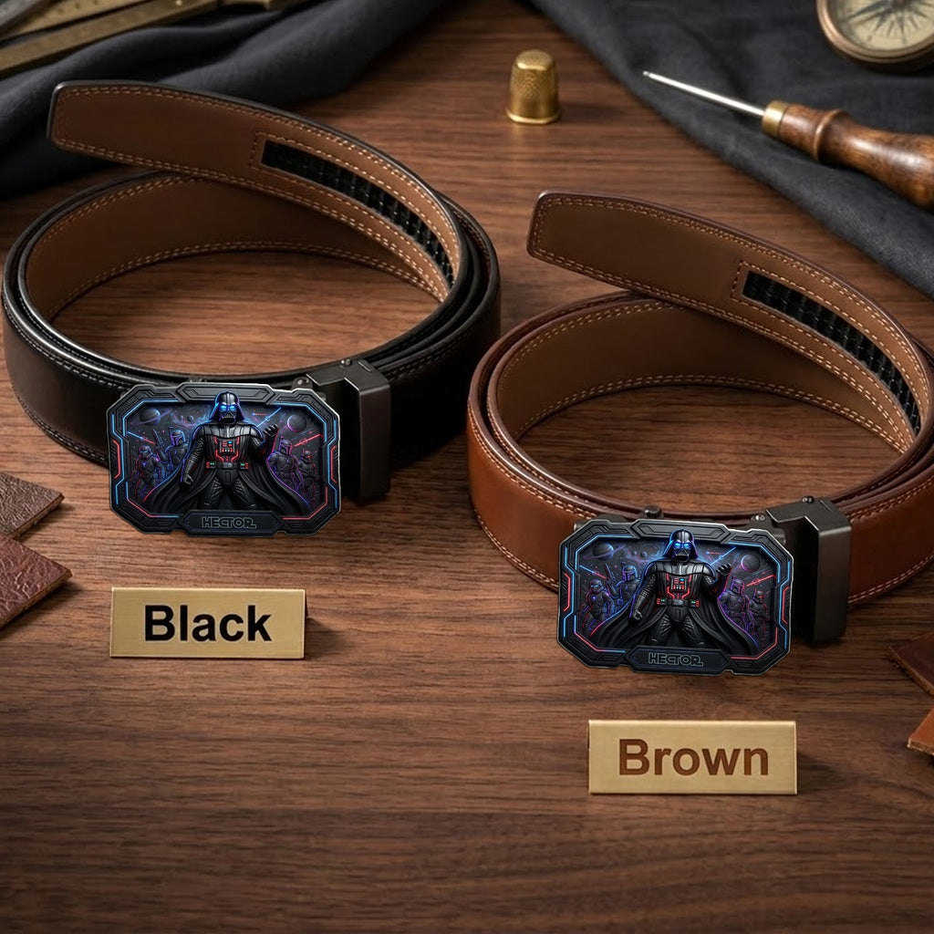 Personalized Star Wars Leather Belt with Custom Buckle Gift for Him Leather Belt With Shaped Buckle GradoCreations