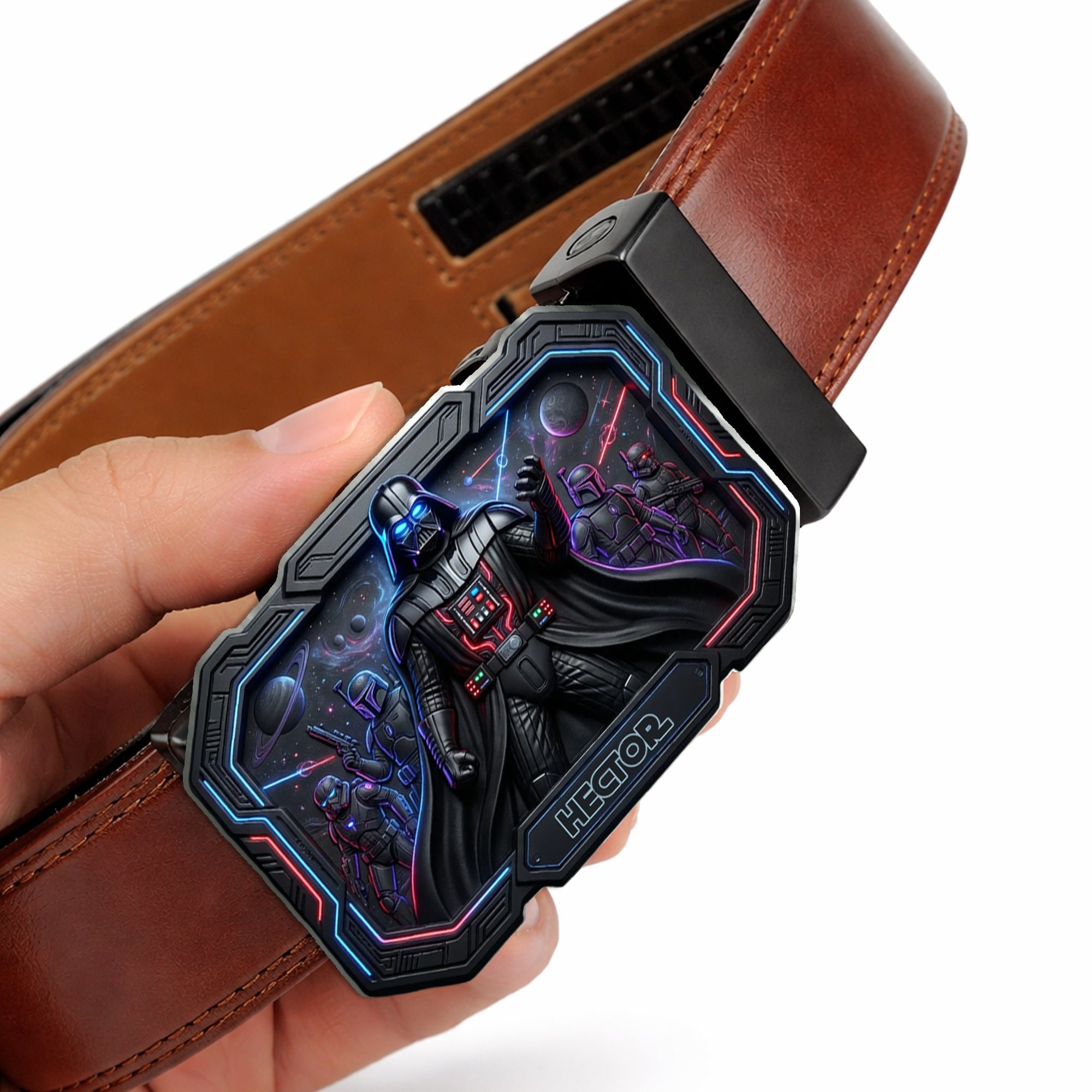 Personalized Star Wars Leather Belt with Custom Buckle Gift for Him Leather Belt With Shaped Buckle GradoCreations