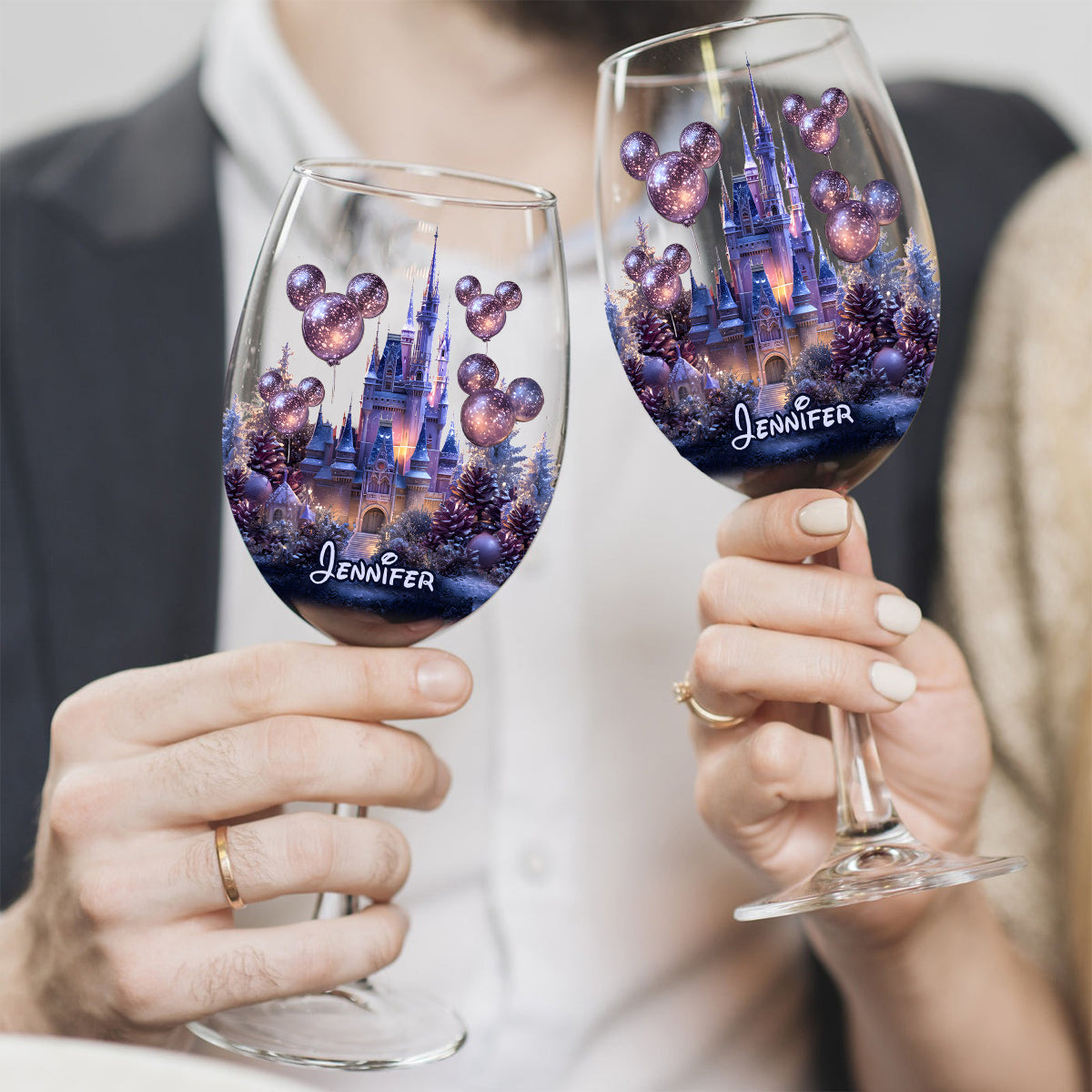 Personalized Magical Night Wine Glass with Long Stem - Custom Name Gift Wine Glass With Long Stem GradoCreations