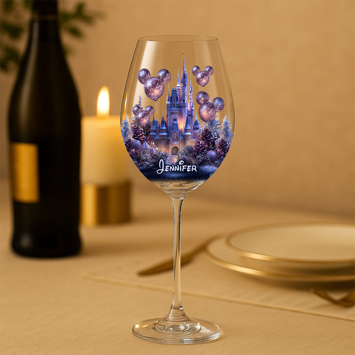 Personalized Magical Night Wine Glass with Long Stem - Custom Name Gift Wine Glass With Long Stem GradoCreations