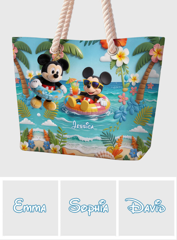 Personalized Beach Bag with Plush Mickey Keychain for Kids Beach Bag With Plush Charm GradoCreations