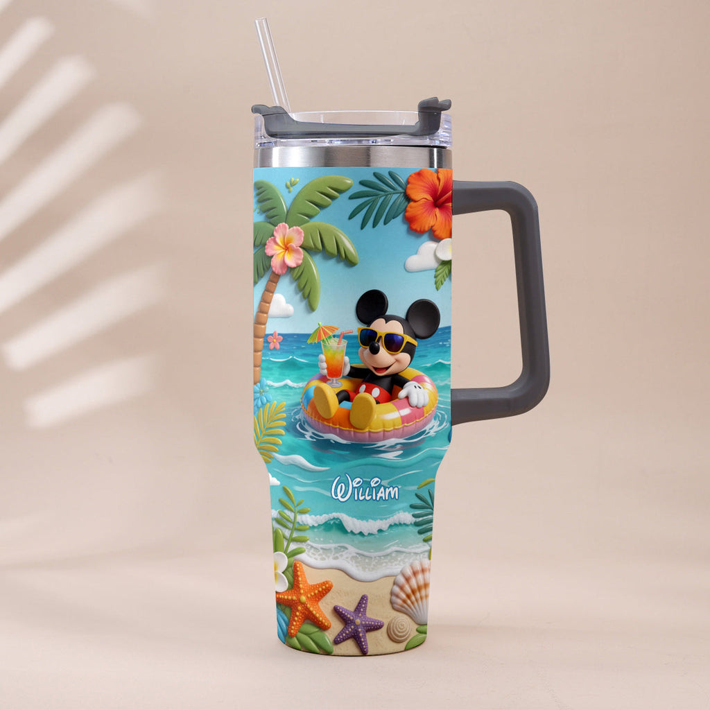 Personalized Summer Vibes Tumbler with Plush Charm for Kids Tumbler With Plush Charm GradoCreations