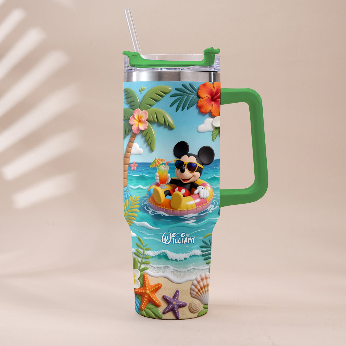 Personalized Summer Vibes Tumbler with Plush Charm for Kids Tumbler With Plush Charm GradoCreations