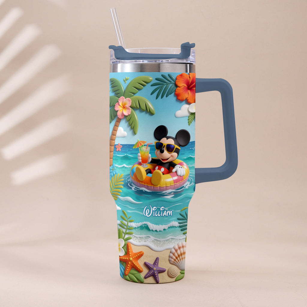 Personalized Summer Vibes Tumbler with Plush Charm for Kids Tumbler With Plush Charm GradoCreations