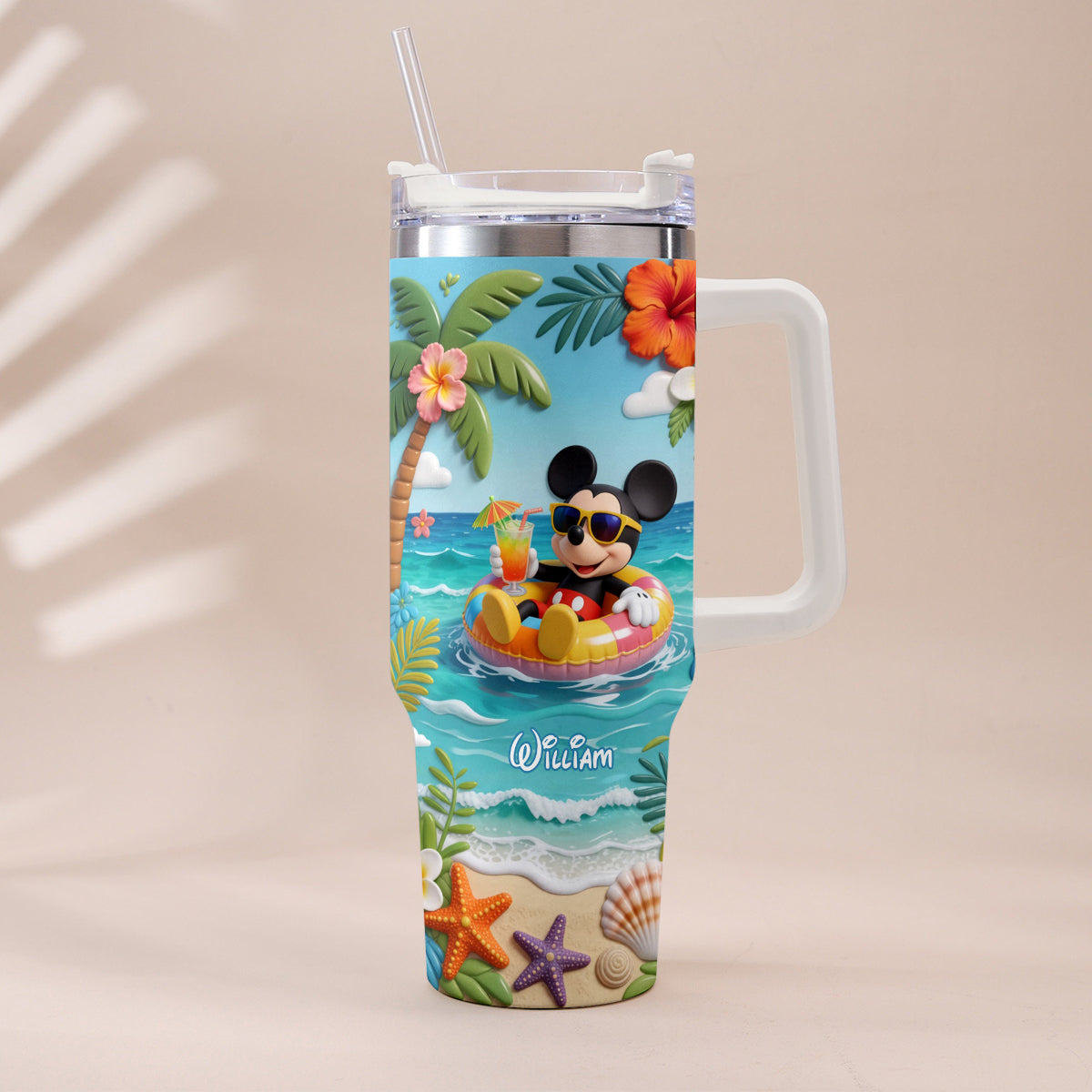 Personalized Summer Vibes Tumbler with Plush Charm for Kids Tumbler With Plush Charm GradoCreations