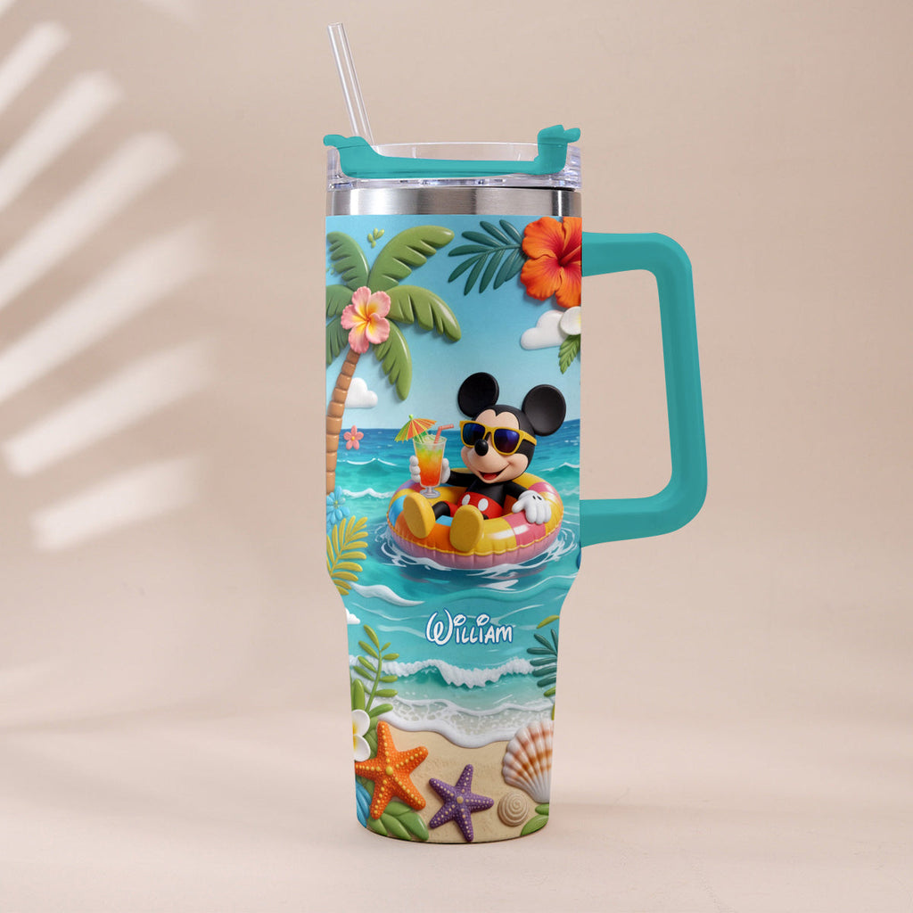 Personalized Summer Vibes Tumbler with Plush Charm for Kids Tumbler With Plush Charm GradoCreations
