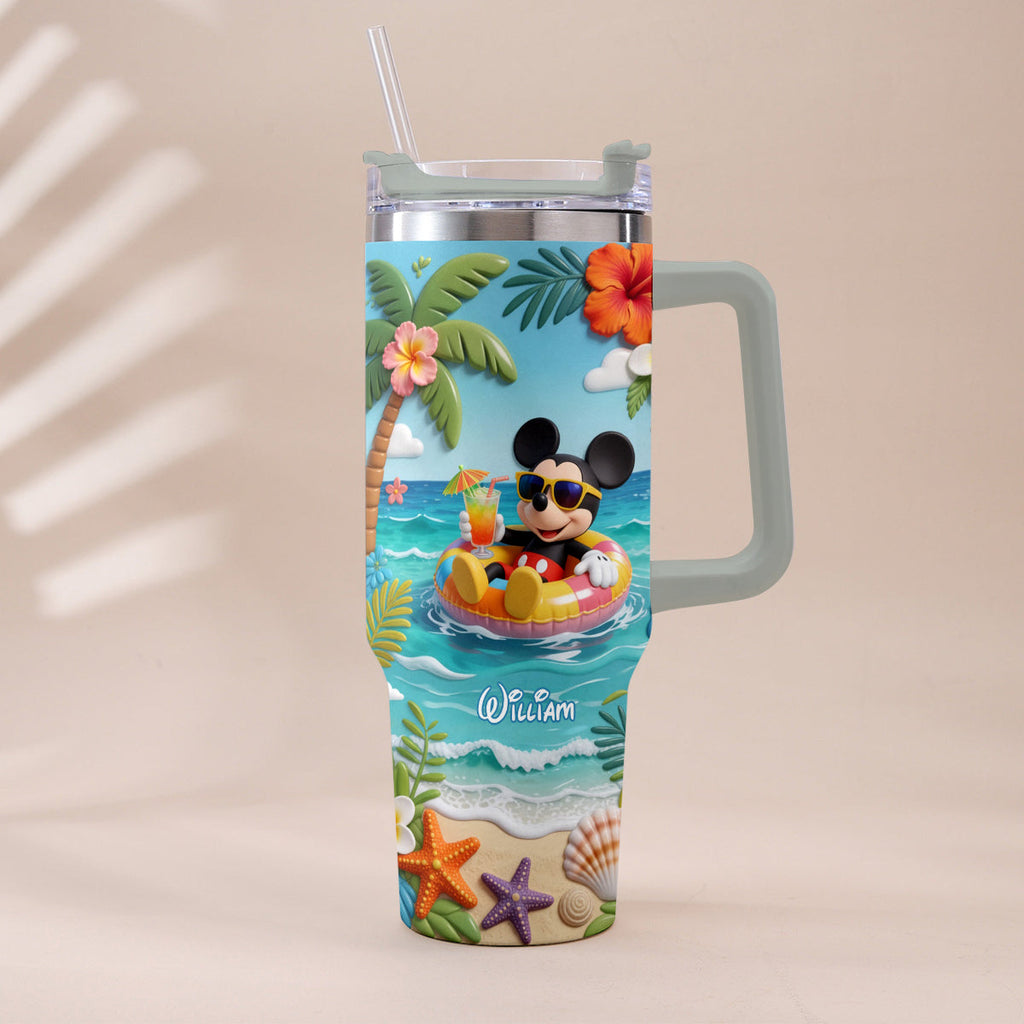 Personalized Summer Vibes Tumbler with Plush Charm for Kids Tumbler With Plush Charm GradoCreations