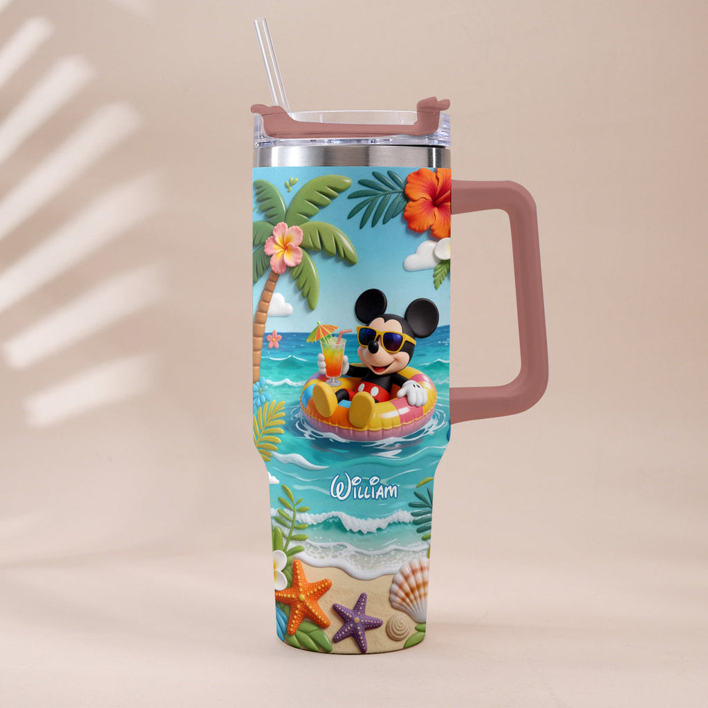 Personalized Summer Vibes Tumbler with Plush Charm for Kids Tumbler With Plush Charm GradoCreations