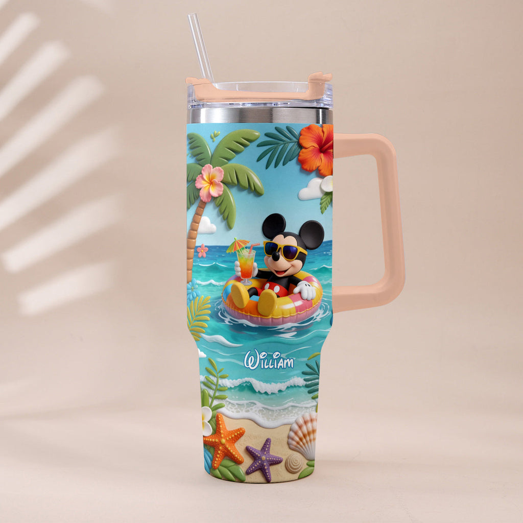 Personalized Summer Vibes Tumbler with Plush Charm for Kids Tumbler With Plush Charm GradoCreations