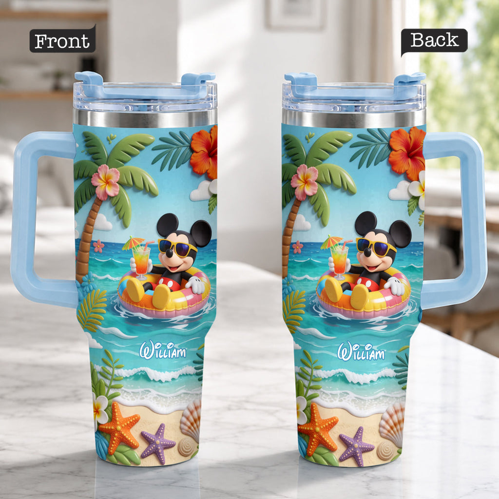Personalized Summer Vibes Tumbler with Plush Charm for Kids Tumbler With Plush Charm GradoCreations