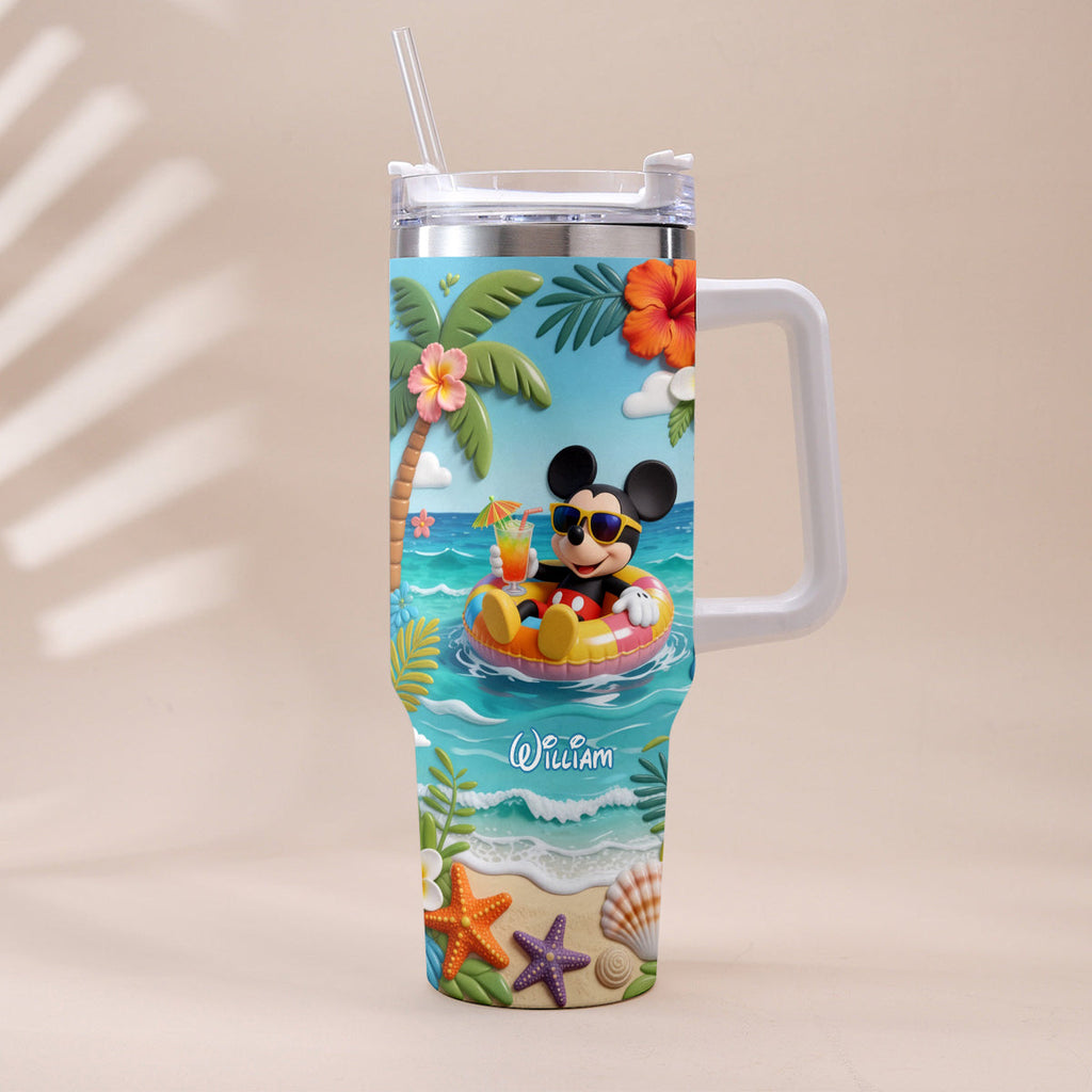 Personalized Summer Vibes Tumbler with Plush Charm for Kids Tumbler With Plush Charm GradoCreations