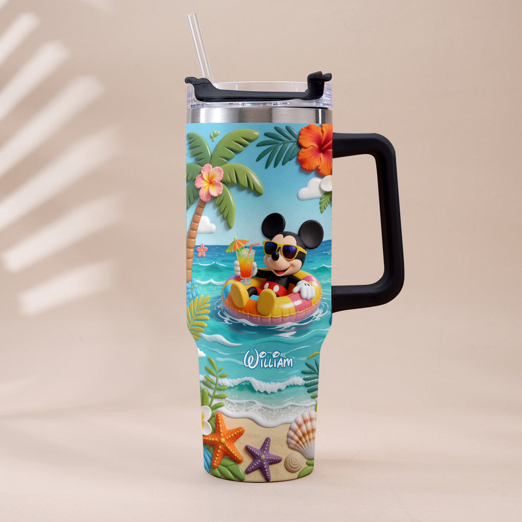 Personalized Summer Vibes Tumbler with Plush Charm for Kids Tumbler With Plush Charm GradoCreations