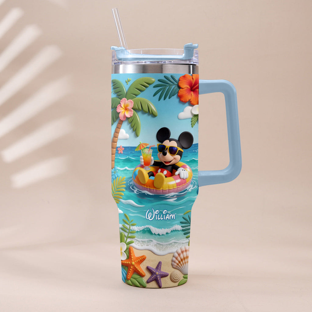Personalized Summer Vibes Tumbler with Plush Charm for Kids Tumbler With Plush Charm GradoCreations