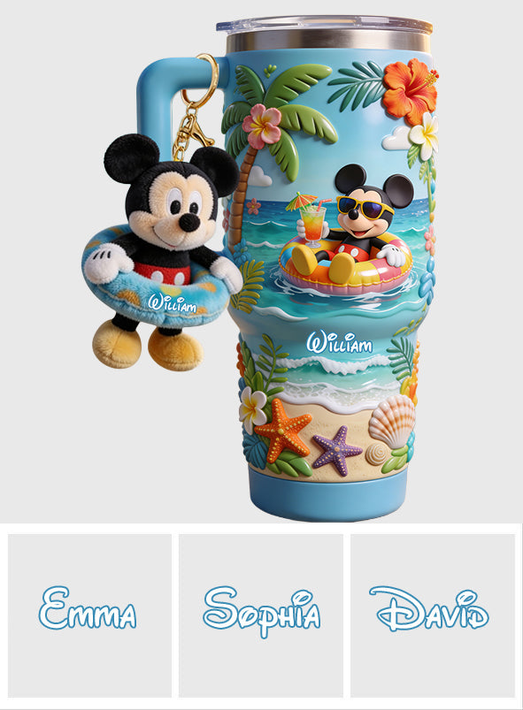 Personalized Summer Vibes Tumbler with Plush Charm for Kids Tumbler With Plush Charm GradoCreations