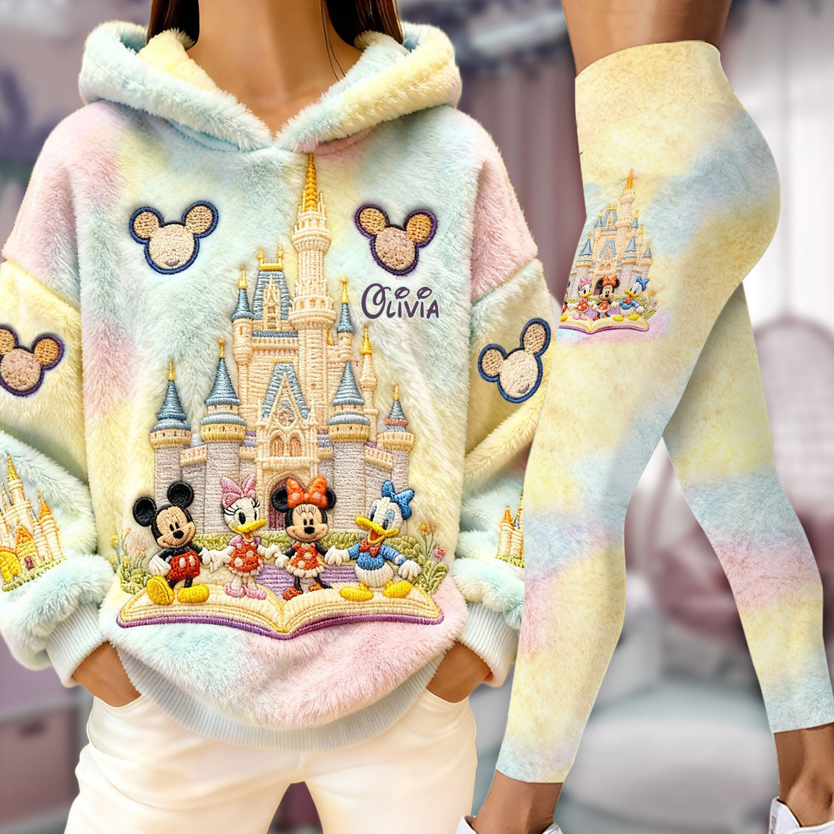Personalized Disney Castle Hoodie and Leggings Set | Custom Name Gift for Kids Hoodie & Leggings GradoCreations