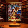Personalized Beauty and the Beast Table Lamp with Wood Base | Custom Gift for Couples Tableside Lamp With Wood Base GradoCreations