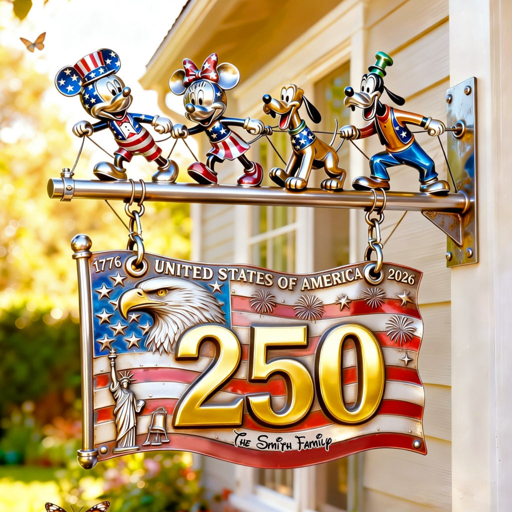 Personalized USA 250th Anniversary Wooden Wall Sign Gift Wooden Wall Mount Sign GradoCreations