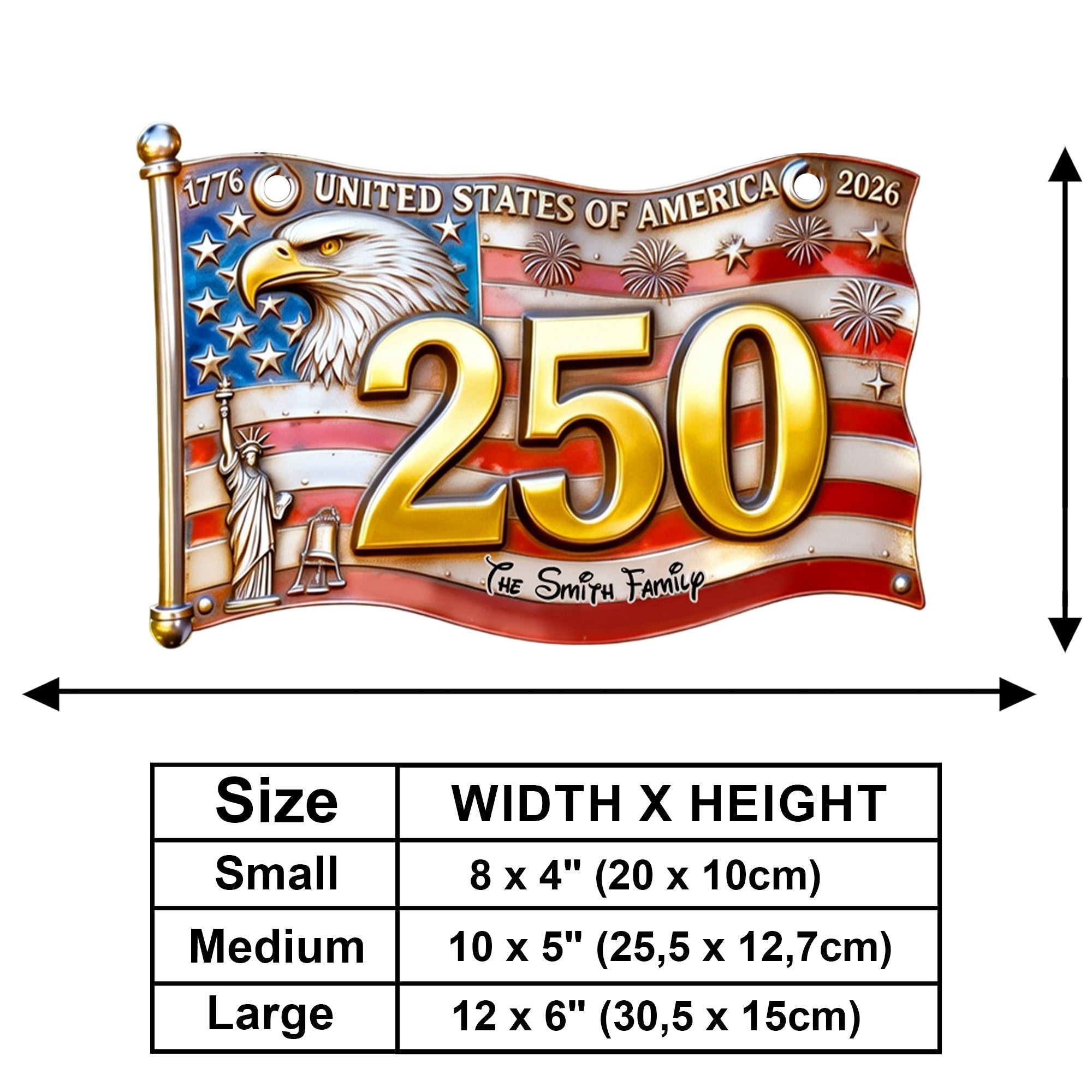 Personalized USA 250th Anniversary Wooden Wall Sign Gift Wooden Wall Mount Sign GradoCreations