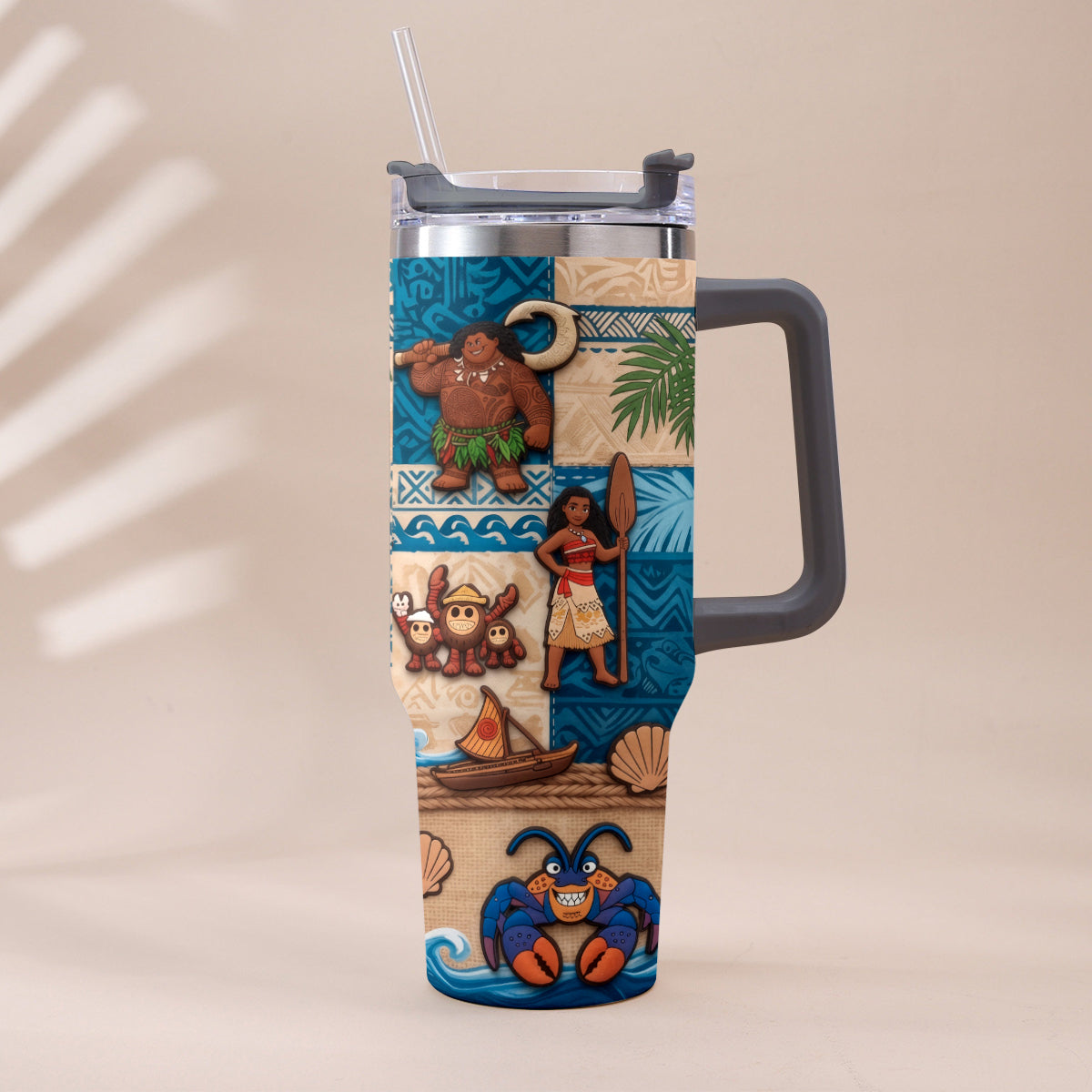 Personalized Moana Tumbler With Plush Charm Gift for Kids Tumbler With Plush Charm GradoCreations