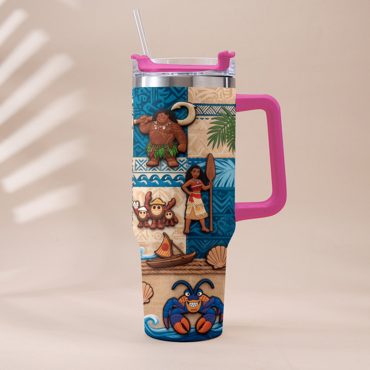 Personalized Moana Tumbler With Plush Charm Gift for Kids Tumbler With Plush Charm GradoCreations