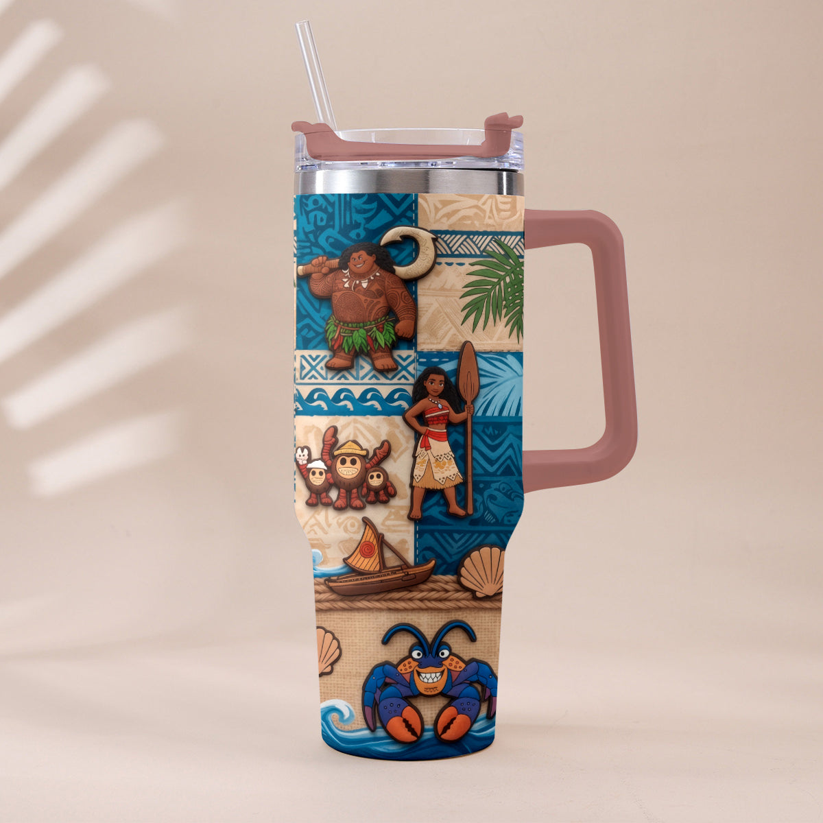 Personalized Moana Tumbler With Plush Charm Gift for Kids Tumbler With Plush Charm GradoCreations