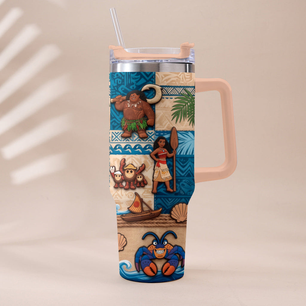 Personalized Moana Tumbler With Plush Charm Gift for Kids Tumbler With Plush Charm GradoCreations