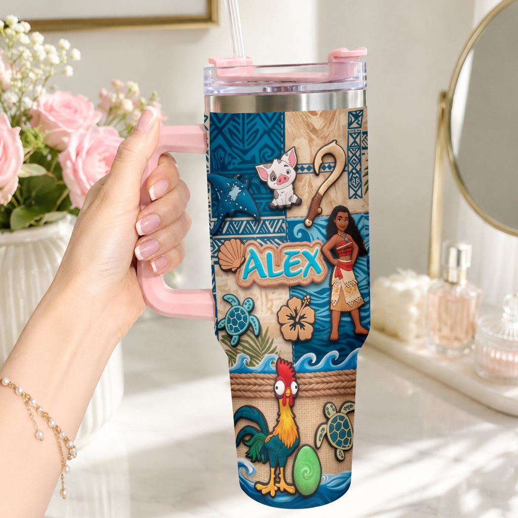 Personalized Moana Tumbler With Plush Charm Gift for Kids Tumbler With Plush Charm GradoCreations