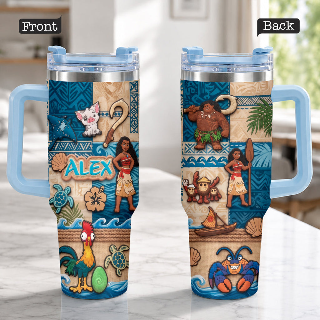 Personalized Moana Tumbler With Plush Charm Gift for Kids Tumbler With Plush Charm GradoCreations