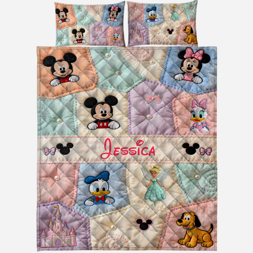 Personalized Mouse Quilt Set with Custom Name for Kids Quilt Set GradoCreations