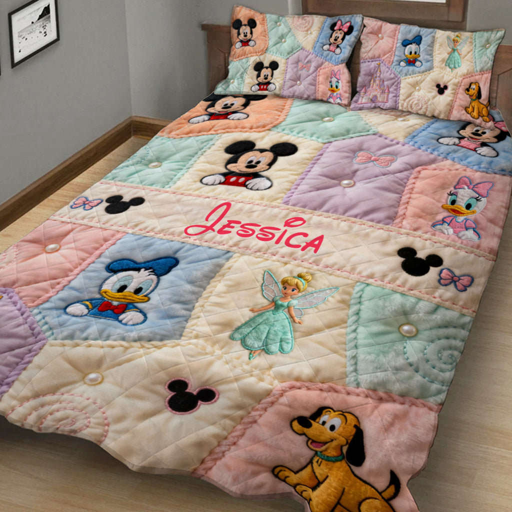 Personalized Mouse Quilt Set with Custom Name for Kids Quilt Set GradoCreations
