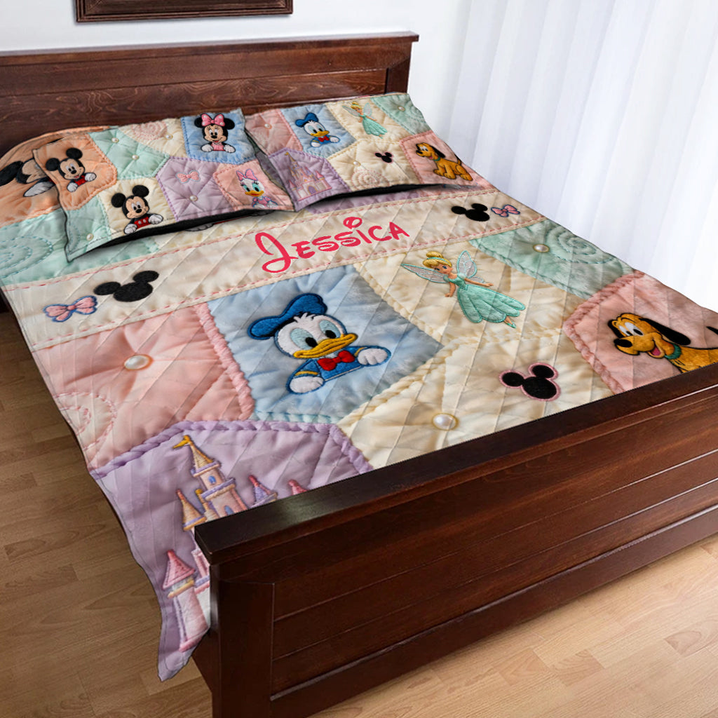 Personalized Mouse Quilt Set with Custom Name for Kids Quilt Set GradoCreations